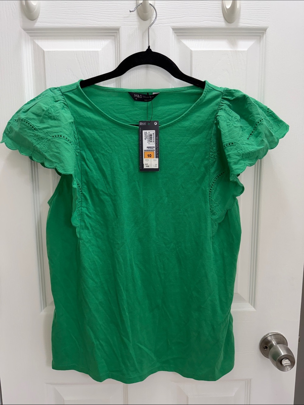 Green Flutter-Sleeve top with tags